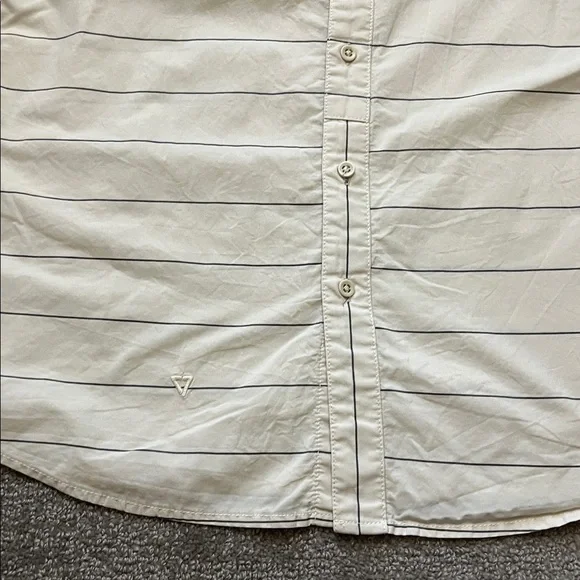 Vissla Men’s Cream Striped Casual Short Sleeve Button Down Shirt Size L - Picture 5 of 9